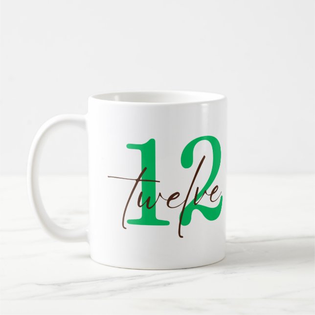 Taza De Café Twelfth 12 Year Anniversary with Personalization (Izquierda)