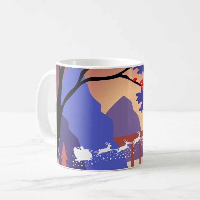 Taza De Café Twilight Forest Christmas Santa Sleigh (Anverso izquierdo)