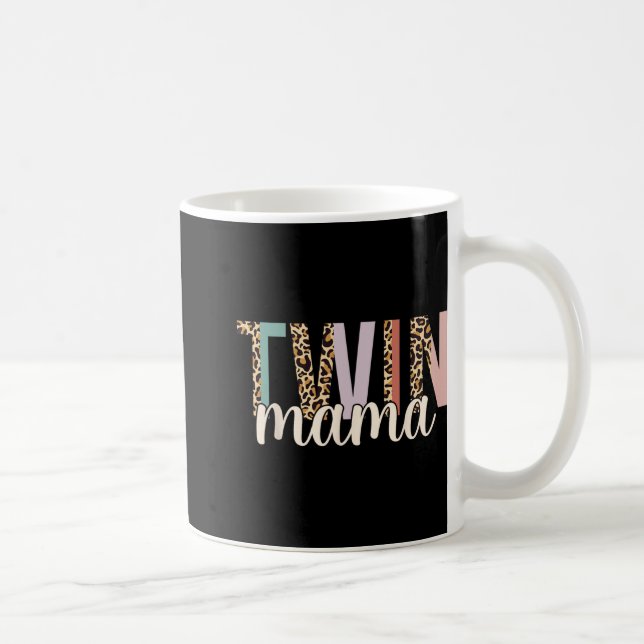 Taza De Café Twin Mama Leopard New Mom Of Twins Squared Mommy M (Derecha)
