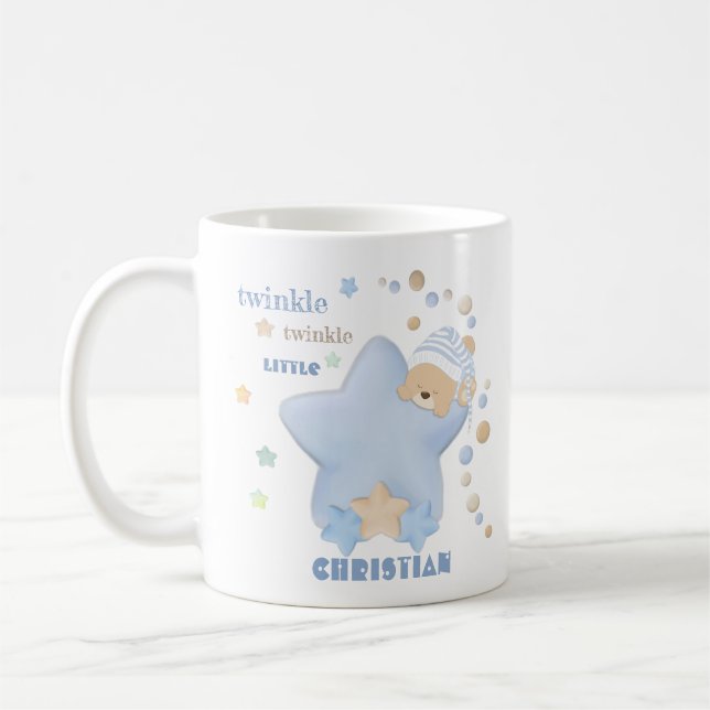 Taza De Café Twinkle Twinkle Pequeña Estrella Niño Teddy Bear (Izquierda)