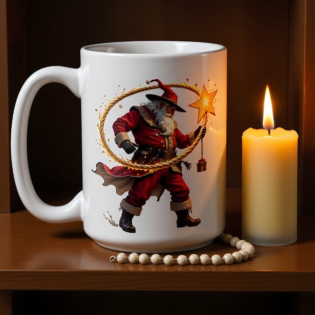 Taza De Café Twirling Lasso Cowboy Santa (Subido por el creador)