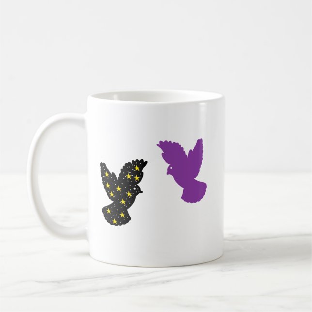Taza De Café Two Birds Zodiac Mug • Dual Celestial Silhouette (Izquierda)