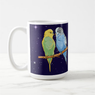Taza De Café Two cute blue and green Budgie