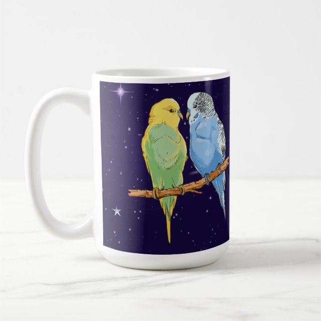 Taza De Café Two cute blue and green Budgie (Izquierda)