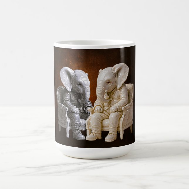 Taza De Café Two Gentleman Elephants Art (Centro)