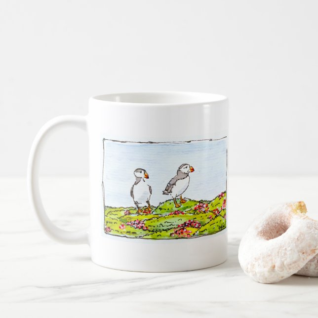Taza De Café Two Puffins (Con donut)