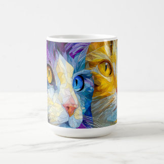 Taza De Café Two Purple and Yellow Cats