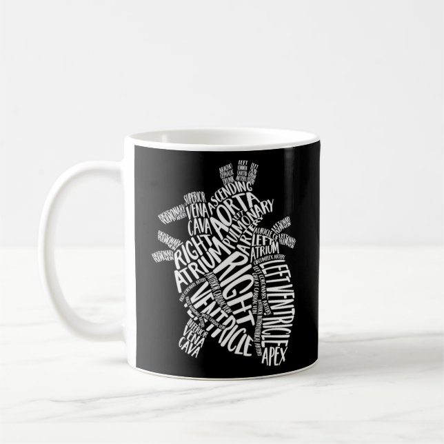 Taza De Café Typografía anatómica cardíaca Enfermero cardiológi (Izquierda)