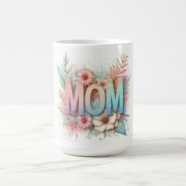 Taza De Café Typografía y flores de mamá (Centro)