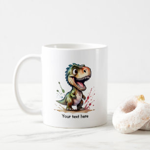 Taza De Café Tyrannosaurus Rex Acuarela Salpicadura Personaliza