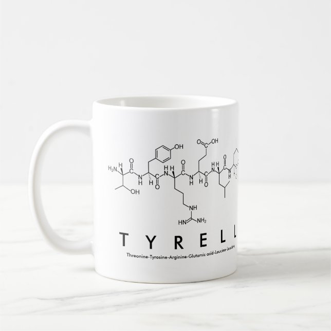 Taza De Café Tyrell peptide nombre mug (Izquierda)