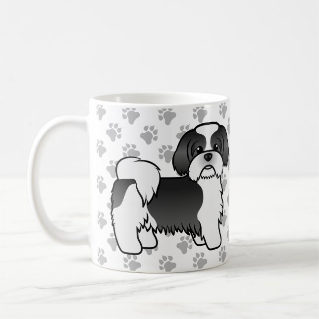 Taza De Café Tzu Chih Negro Y Blanco Perro De Caricatura (Izquierda)