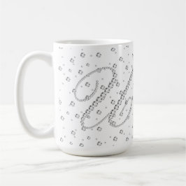Taza De Café U Monograma inicial Impresión de diamantes blancos