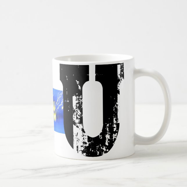 Taza De Café U Monograma Mug tipográfico (Derecha)