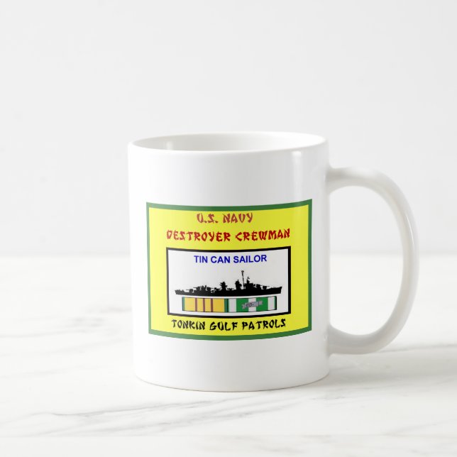 TAZA DE CAFÉ U.S. TRIPULANTE DEL DESTRUCTOR DE VIETNAM DE LA (Derecha)