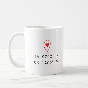 Taza De Café Ubicación de calor de coordenadas personalizadas D