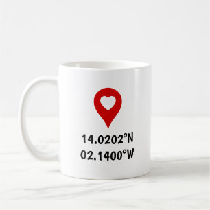 Taza De Café Ubicación de Coordenadas Personalizadas Regalo del