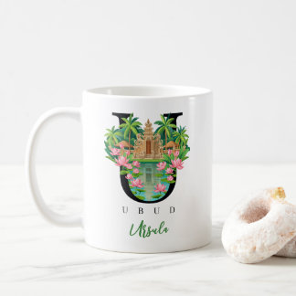 Taza De Café Ubud Bali Monograma Letra U Regalo Personalizado