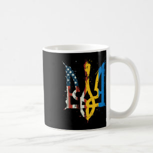 Taza De Café Ucrania América Bandera Tridente Ucraniano Tryzub