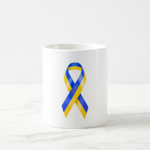 Taza De Café Ucrania apoya la cinta azul amarilla de sensibiliz