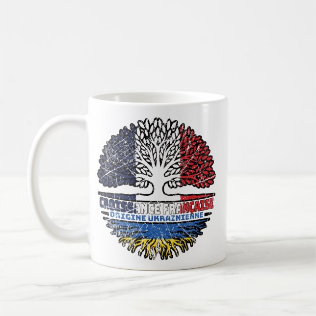 Taza De Café Ucrania Bandera de árbol de Francia francesa ucran (Izquierda)