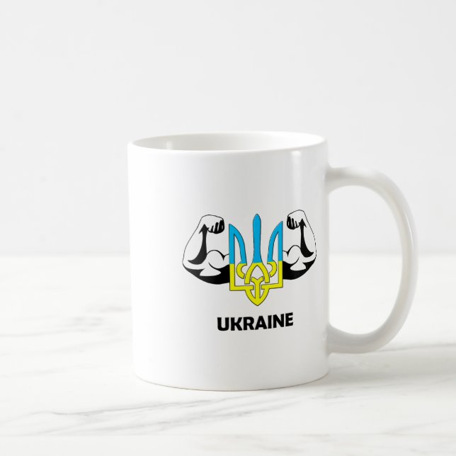 Taza De Café ¡Ucrania es poder! Emblema de Ucrania. Tridente.  (Derecha)
