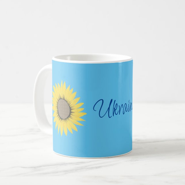 Taza De Café Ucrania Sunflower amarillo y azul patriótico (Anverso izquierdo)
