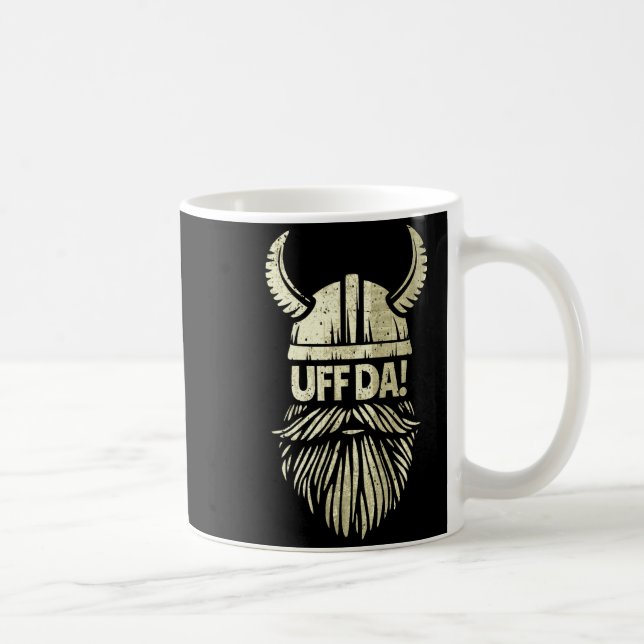 Taza De Café Uff Da Norwegian Quote Scandinavian Viking Helmet  (Derecha)