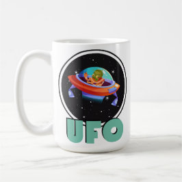 Taza De Café ufo vuela en el espacio