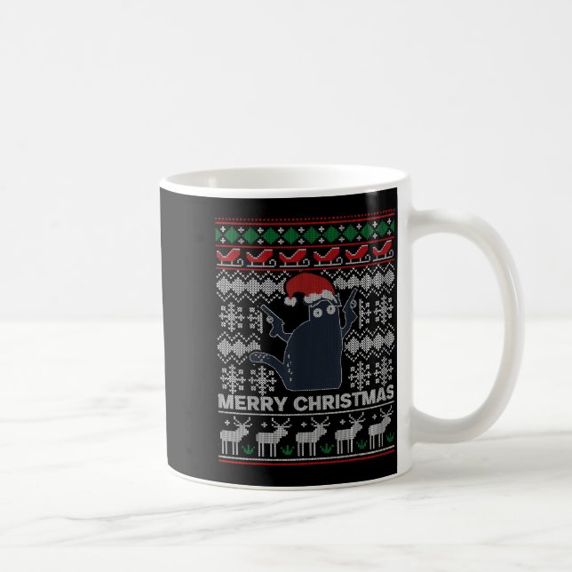 Taza De Café Ugly Christmas Black Cat Merry Christmas Gift  (Derecha)