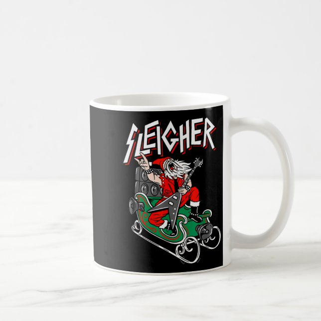 Taza De Café Ugly Christmas Sweater Sleigher Heavy Metal Santa  (Derecha)