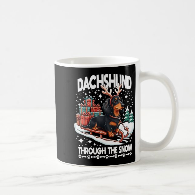 Taza De Café Ugly Dachshund Christmasthrough The Snow Gift Chri (Derecha)