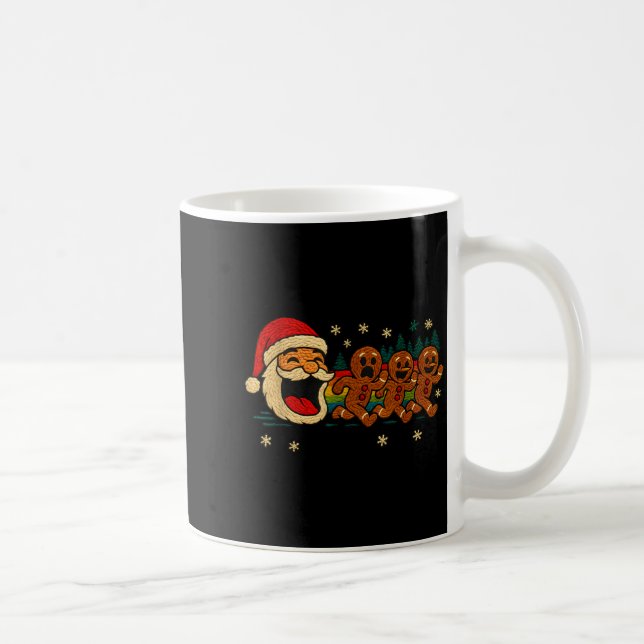 Taza De Café Ugly Knit Santa Chasing Gingerbread Funny Holiday  (Derecha)