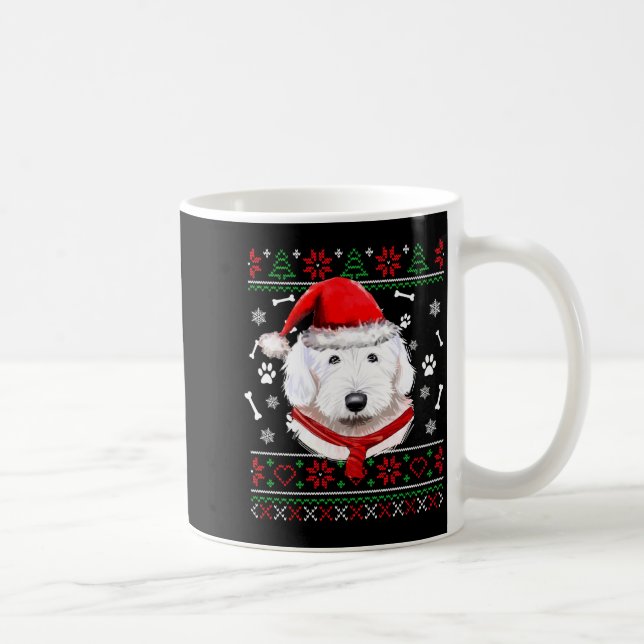 Taza De Café Ugly Sweater Christmas Bobtail Dog Santa Hat Pajam (Derecha)