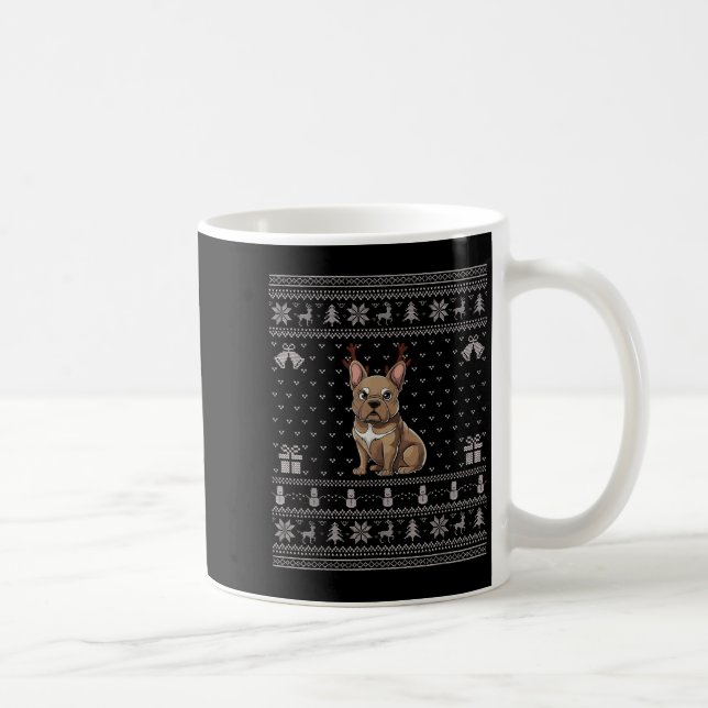 Taza De Café Ugly Xmas Sweater Style Frenchie Dog Reindeer Chri (Derecha)