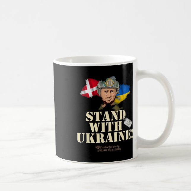 Taza De Café Ukraine Denmark Flags Slogan Stand With Ukraine  (Derecha)