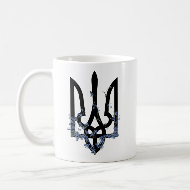 Taza De Café UKRAINE. Trident Trizub - coat of Arms of Ukraine. (Izquierda)