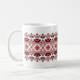 Taza De Café Ukrainian traditional vushuvanka folk pattern red