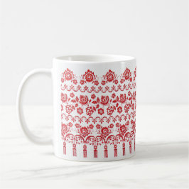 Taza De Café Ukrainian traditional vushuvanka folk pattern red