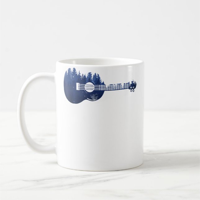 Taza De Café Ukulele Guitar Forest Silhouette Landscape Trees M (Izquierda)