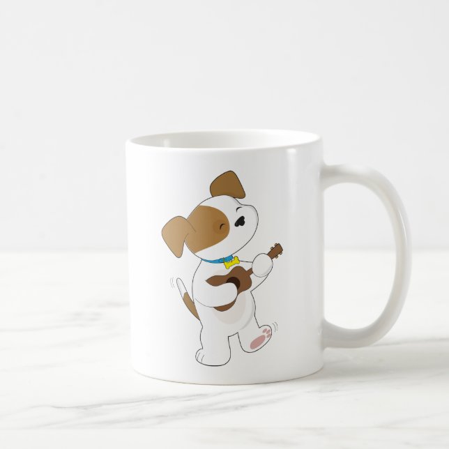 Taza De Café Ukulele lindo del perrito (Derecha)