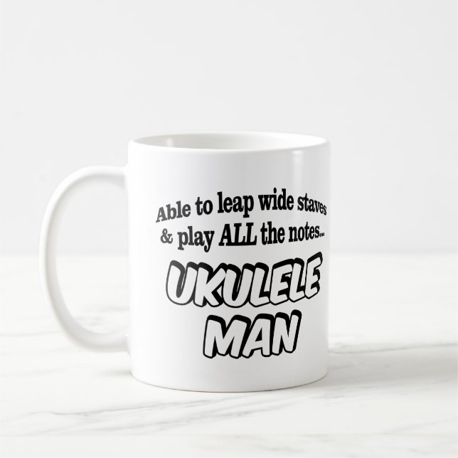 Taza De Café Ukulele Man - Superhéroe musical (Izquierda)