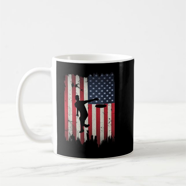 Taza De Café Ultimate Frisbee Disk Golf USA Bandera Americana 4 (Izquierda)