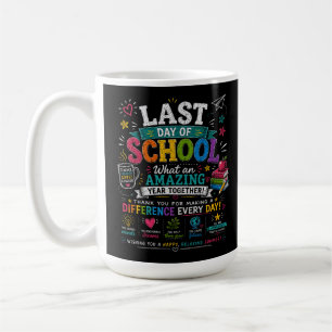 Taza De Café Último Día de Escuela Año Increíble Maestro