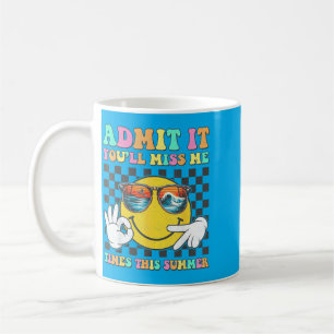 Taza De Café Último Día De Escuela Anuncio De Maestro Te Extrañ