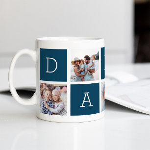 Taza De Café Ultramarino Personalizado Papi 5 Collage de foto
