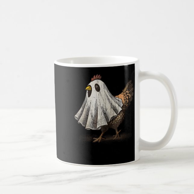 Taza De Café Ultrygeist Chicken, Chicken Ghost, Funny Halloween (Derecha)