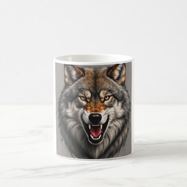 Taza De Café Un agresivo diseño de Mug de lobo (Centro)