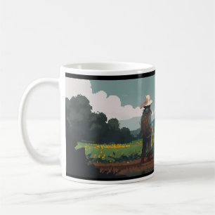 Taza De Café Un Agricultor De Arte Píxel Y Un Perro