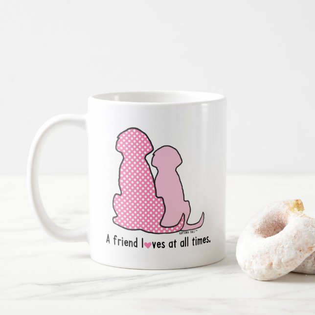 Taza De Café Un Amigo Ama En Todo Momento A Perro Lover Mug (Con donut)